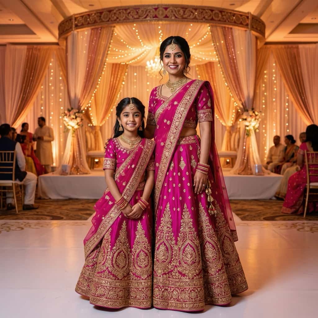 Mom and daughter twinning wedding outfits by Jodi Studio