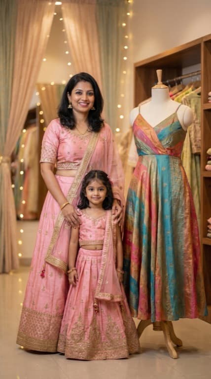 Luxury Indian fashion — fuchsia and gold silk lehenga
