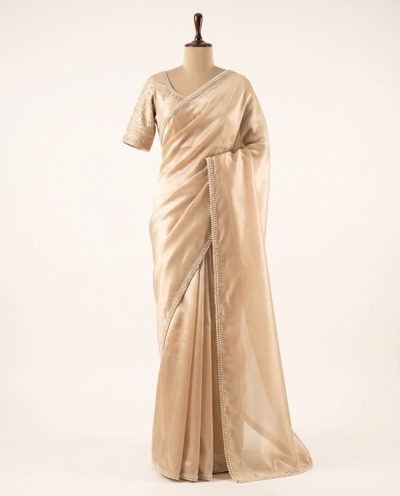 Champagne Pearl Reception Saree